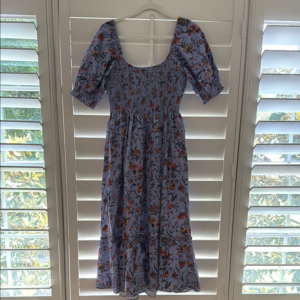 Hill House Blue and Orange Floral Midi Dress - Picture 5 of 9